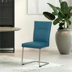 Set van 6 Leren eetkamerstoelen Retro - Hermes Turquoise, Huis en Inrichting, Stoelen, Ophalen of Verzenden, Nieuw, Leer