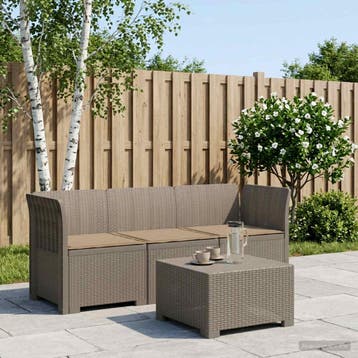 vidaXL 3-zits tuinbank met kussens in rattanlook PP, Tuin en Terras, Verzenden, Nieuw