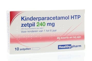 Paracetamol kinderen 240 mg Healthypharm - 10 zetpillen, Verzenden, Nieuw
