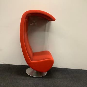 akoestische belstoel met glazen zijwanden, oranje - chroom, Huis en Inrichting, Stoelen, Ophalen of Verzenden, Gebruikt, Stof
