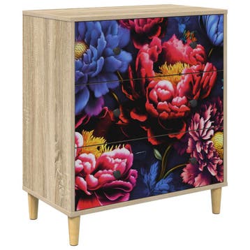 vidaXL Ladekast KIEL Donker pioenroosprint 66 x 36,5 x 75 cm, Huis en Inrichting, Kasten | Overige, Verzenden, Nieuw