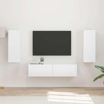 vidaXL Tv-meubelset 2 st Hoogglans wit Bewerkt hout, Minder dan 50 cm, Verzenden, Nieuw, Minder dan 100 cm