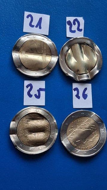 Europa. 2 Euro Various Years (4 coins with cancellation