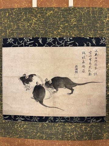 Drie muizen (Sansozu) - Papier - Japan - 20e eeuw