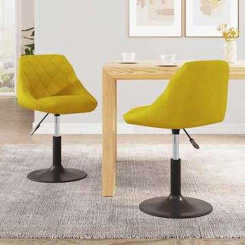 vidaXL Eetkamerstoelen draaibaar 2 st fluweel mosterdgeel, Huis en Inrichting, Stoelen, Verzenden, Nieuw