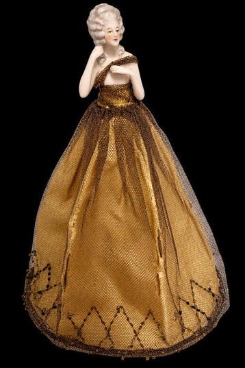 Beeldje - Antique Art Deco Porcelain Half Doll Boudoir