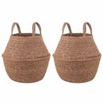 vidaXL Plantenpot met handvatten 2 pcs Naturel Ø 22 x 20 cm, Tuin en Terras, Verzenden, Nieuw, Minder dan 30 cm