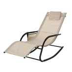 Schommelstoel Tuinstoel Schommelligstoel Metaal Mesh Beige 1, Tuin en Terras, Verzenden, Nieuw