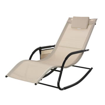 Schommelstoel Tuinstoel Schommelligstoel Metaal Mesh Beige 1, Verzenden, Nieuw