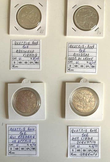 Oostenrijk. 10 Euro 2009/2011 (4 monete) (Zonder