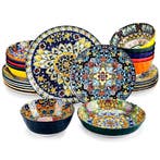 Boheemse Stijl Serviesset 24 of 48-Delig - Keramisch Servies, Verzenden, Keramiek, Nieuw, Bord(en)