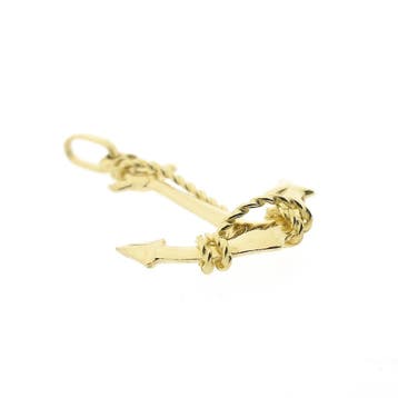 Gouden hanger van een anker met touw (Hanger of bedel), Ophalen of Verzenden, Gebruikt, Goud, Overige merken