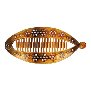 Haarspeld Bananenklem 14cm - Staartklem - Glitter Steentjes, Nieuw