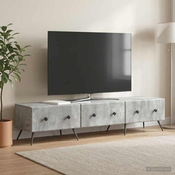 vidaXL TV-kast met lade Betongrijs 147 x 34,5 x 30 cm, Minder dan 50 cm, Verzenden, Nieuw, Minder dan 100 cm