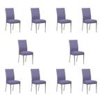 Set van 10 Leren eetkamerstoelen Real - Toledo Lila, Ophalen of Verzenden, Nieuw, Leer, Vijf, Zes of meer stoelen