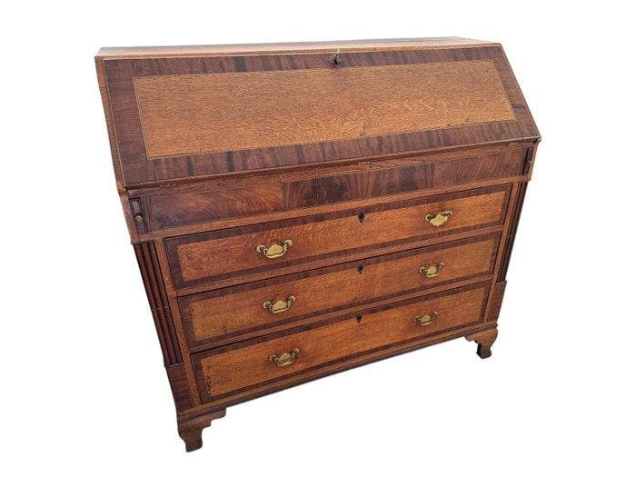 Secretaire - Eik - Antiek Engels secretaire, Antiek en Kunst, Antiek | Overige Antiek