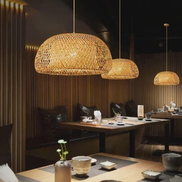 Bamboe Hanglamp 38/45cm - Handgeweven Rotan Lantaarn met E27, Huis en Inrichting, Verzenden, Nieuw