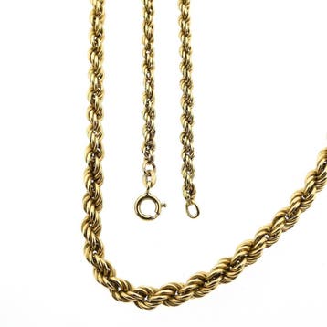Gouden gedraaide schakelketting, Sieraden, Tassen en Uiterlijk, Kettingen, Ophalen of Verzenden, Gebruikt, Goud, Goud