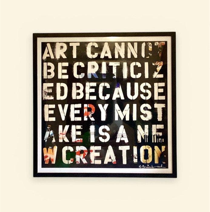Mr Brainwash (1966) - Art Cannot Be Criticized… - FRAMED -, Antiek en Kunst, Kunst | Designobjecten