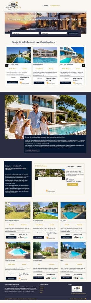 Professionele vakantievilla site met unieke content!