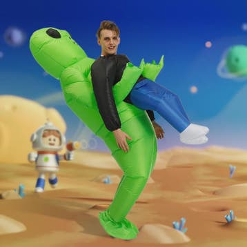 Opblaasbaar Buitenaards Kostuum - Groene Alien met Kind op A, Verzenden, Nieuw