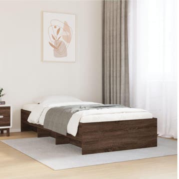 vidaXL Bedframe zonder matras bewerkt hout bruin eikenkleur, 90 cm, Eenpersoons, Bruin, Verzenden