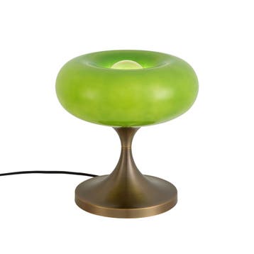 Retro tafellamp donker brons met groene glazen kap 31cm -, Huis en Inrichting, Verzenden, Nieuw, Metaal