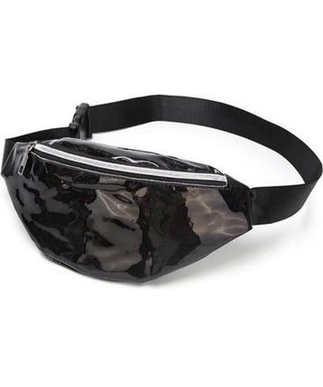 KIMU® Heuptasje Zwart Holografisch Klein Crossbody Tasje Iri, Ophalen of Verzenden, Nieuw, Overige kleuren, Overige typen