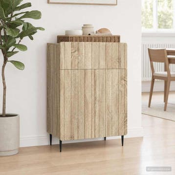 vidaXL Dressoir Sonoma Eiken 66 x 34,5 x 92 cm Bewerkt hout, Verzenden, Nieuw, Overige houtsoorten, Minder dan 50 cm