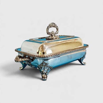 Large Victorian Style Silver-Plated Entrée Dish with