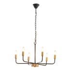 Kroonluchter Bishop 6-lichts 153x62x62 cm zwart en messing l, Huis en Inrichting, Lampen | Kroonluchters, Verzenden, Nieuw