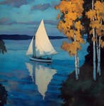 Le Yack - White Sail, Blue Mirror - Hand signed