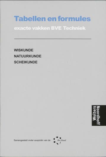 Techniek BVE      Tabellen en formules 9789001134129, Verzenden, Zo goed als nieuw