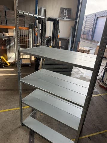 Tweedehands stellingkast verzinkt, nieuwe voorraad binnen, Gebruikt