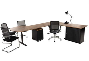 Hoekbureau  vergaderstuk TUBE zwart-cognac walnoten 240x160, Ophalen of Verzenden, Nieuw in verpakking