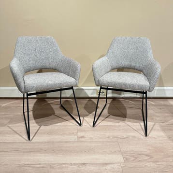 2x Eetkamerstoel Yanai - pigeon - slide zwart 50% korting -, Huis en Inrichting, Nieuw, Stof, Modern, Twee