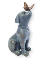 Urn Hond met Vlinder op neus antraciet/brons (0,15L), Nieuw