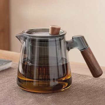 Glazen Theepot Set 600ML met Infuser en Houten Handvat - Sti, Verzenden, Nieuw