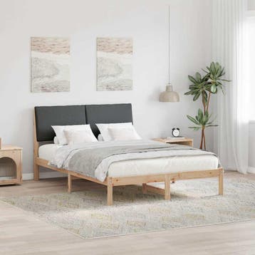 vidaXL Bedframe Bruin en donkergrijs 160 x 200 cm Massief, Bruin, Verzenden, Hout, Nieuw