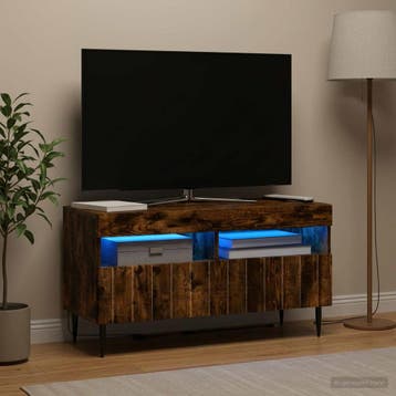 vidaXL LED tv-meubel ZWOLLE 81 x 35 x 43 cm Gerookt eiken, Minder dan 50 cm, Verzenden, Nieuw, Minder dan 100 cm