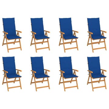 vidaXL Tuinstoelen 8 st verstelbaar met kussens massief, Verzenden, Nieuw, Hout
