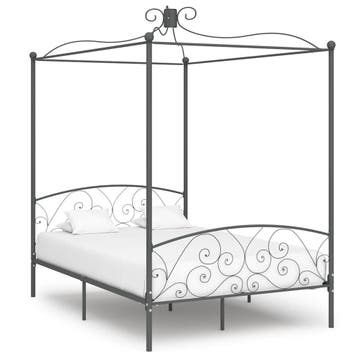 vidaXL Hemelbedframe metaal grijs 140x200 cm, Verzenden, 140 cm, 200 cm, Metaal