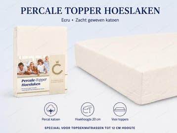 CEVILIT Perkal Hoeslaken speciaal voor topper - Ecru ,, Eenpersoons, Verzenden, Wit, Overige typen