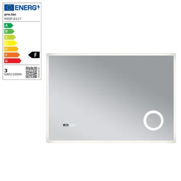 [pro.tec] Spiegel Racale met LED verlichting 70x100x3 cm wit, Verzenden, Nieuw
