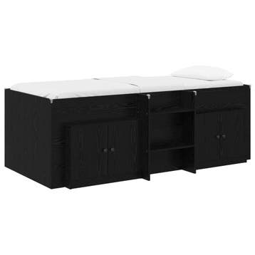 vidaXL Loft Bed Frame met Kast met opslag 3 st Zwart Bewerkt, Verzenden, Nieuw, Zwart, Hout