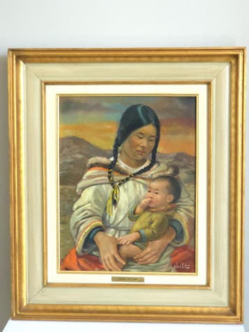 Nori Peter Schilderij Motherhood - Ingelijst, Paneel, Verzenden, Portret of Personen, Olieverf