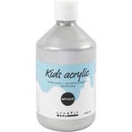 Acrylverf Metallic, metallic, zilver, 500 ml/ 1 fles, Nieuw