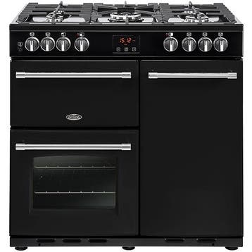 Belling 90DFT Gas Fornuis 90 cm - Zwart RVS, Witgoed en Apparatuur, Fornuizen, Ophalen of Verzenden, Nieuw