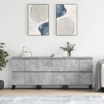 vidaXL Dressoirs 3 st bewerkt hout betongrijs, Verzenden, Nieuw, Overige houtsoorten