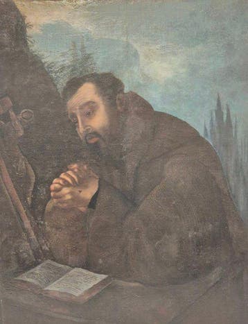 Italiaanse school (XVIII) - San Francesco in preghiera, Antiek en Kunst